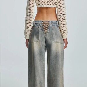 The Kript Regan Jeans with Lace-Up Detail